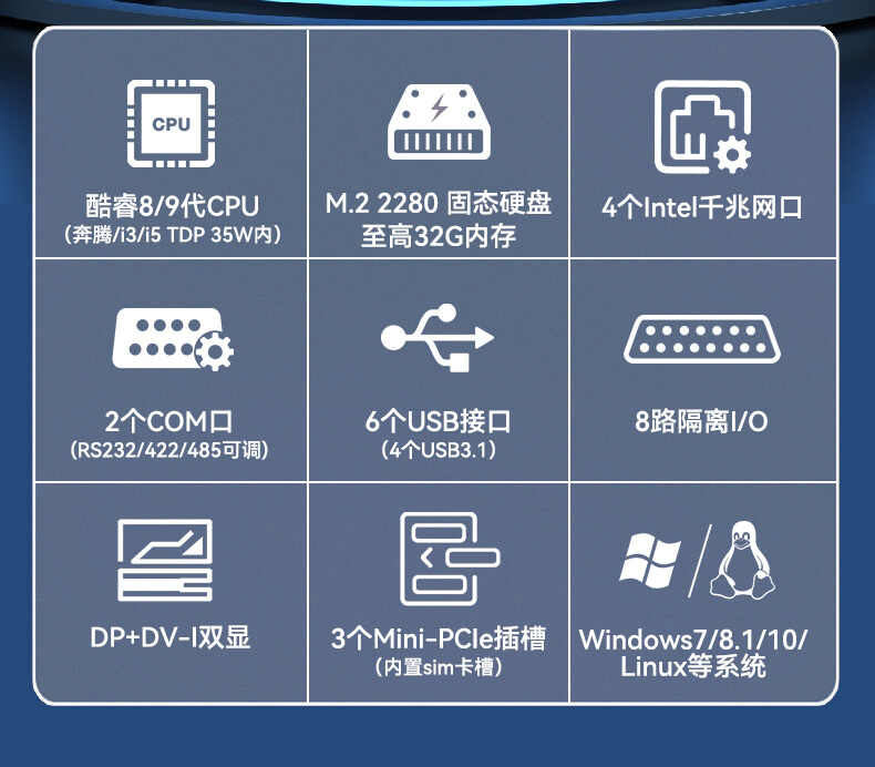 PA真人集团无风扇嵌入式工控机,环境监测工业电脑,DT-3004-H310