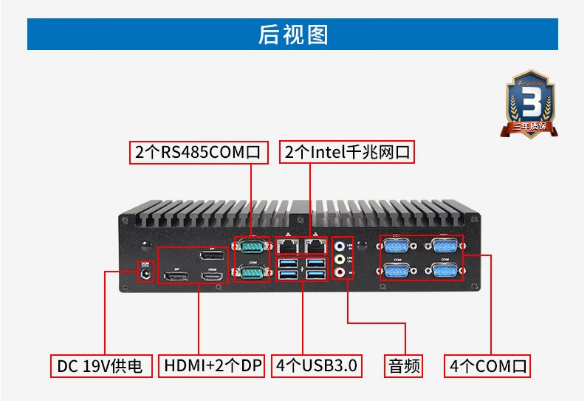 PA真人集团无风扇嵌入式工控机端口.png